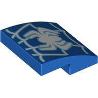 Brick Curved 2 × 2 × 2/3 with White Spider-Man Logo print Blau