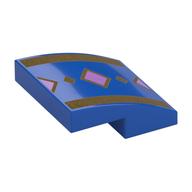 Brick Curved 2 × 2 × 2/3 with Bright Light Orange Stripes, Bright Pink Diamonds print Blau