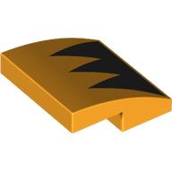 Brick Curved 2 × 2 × 2/3 with Black Triangle print Leuchtendes Hellorange