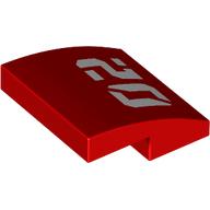 Brick Curved 2 × 2 × 2/3 with White '02' print Rot