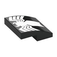 Brick Curved 2 × 2 × 2/3 with White Spider (Venom Logo) Print Black