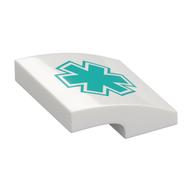Brick Curved 2 × 2 × 2/3 with Dark Turquoise Star of Life Print