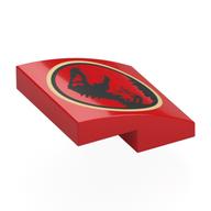 Brick Curved 2 × 2 × 2/3 with Jurassic Park Logo Print in Rot
