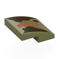 Brick Curved 2 × 2 × 2/3 with Dark Brown/Dark Orange Shapes print Olivgrün