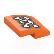 Brick Curved 2 × 2 × 2/3 with Skull and Bones, Red Nose print Orange