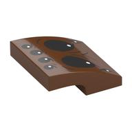 Brick Curved 2 × 2 × 2/3 with Black Spider Eyes print Rotbraun
