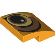 Brick Curved 2 × 2 × 2/3 with Lion Eye print Bright Light Orange