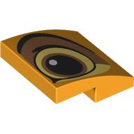 Brick Curved 2 × 2 × 2/3 with Lion Eye print Bright Light Orange