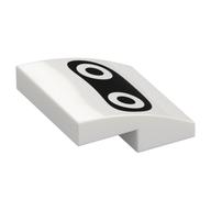 Brick Curved 2 × 2 × 2/3 with Blooper Eyes Print Weiß