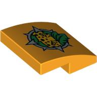 Brick Curved 2 × 2 × 2/3 with Compass Outline, and Leopard Eyes Peering Through Green Leaves Print