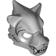 Mask Tiger with White Fangs, Black Fur and Open Mouth with Teeth Print Light Bluish Gray