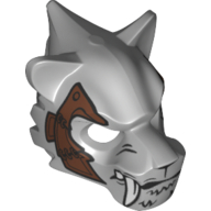 Mask Tiger with White Fang, Copper Fang and Copper Armor with Rivets Print Light Bluish Gray
