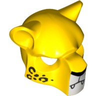 Mask Feline with Black Nose, Leopard Spots and Fangs Print Yellow