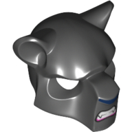 Mask Feline with Dark Blue Nose, Fangs and Gray Fur Print Schwarz
