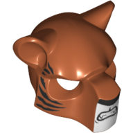 Mask Feline with Black Nose, Large Tiger Stripes and Fangs Print Dunkelorange