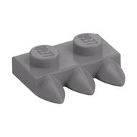 Plate Special 1 × 2 with Three Teeth [Tri-Tooth] Flat Silver