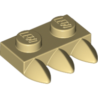 Plate Special 1 × 2 with Three Teeth [Tri-Tooth] Tan