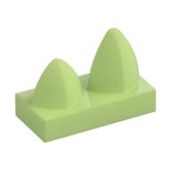 Tile Special 1 × 2 with Two Vertical Teeth / Tooth Gelbgrün