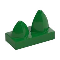 Tile Special 1 × 2 with Two Vertical Teeth / Tooth Green