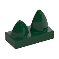 Tile Special 1 × 2 with Two Vertical Teeth / Tooth Dark Green
