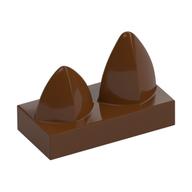 Tile Special 1 × 2 with Two Vertical Teeth / Tooth Reddish Brown