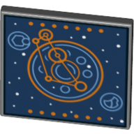 Road Sign Clip-on with Blue and Orange Space Screen print Dark Bluish Gray