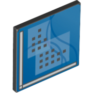 Road Sign Clip-on 2 × 2 Square [Thick Open O Clip] with Curved Blue Lines and Small Black Squares Print