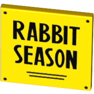 Road Sign Clip-on 2 × 2 Square with 'RABBIT SEASON'' print Gelb