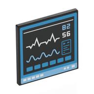Road Sign Clip-on 2 × 2 Square with Medical Monitor, Graphs, Dark Azure Border Print