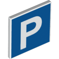 Road Sign Clip-on 2 × 2 Square [Thick Open O Clip] with Parking Sign print Weiß