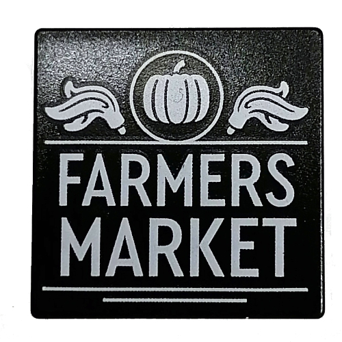 Road Sign Clip-on 2 × 2 Square with 'Farmers Market' print Schwarz