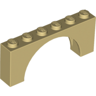 Brick Arch 1 × 6 × 2 - Thin Top without Reinforced Underside [New Version] Tan