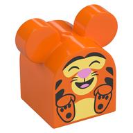 Duplo Brick 2 × 2 × 2 Curved Top with Tigger print Orange