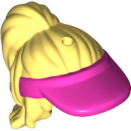 Hair Long with Ponytail, Side Bangs and Dark Pink Sun Visor [1 Hole] Bright Light Yellow