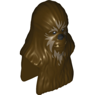 Minifig Head Special, Wookiee with Dark Tan Strokes in Fur Dark Brown