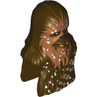 Minifig Head Special, Wookiee with Medium Nougat Face Fur and Teeth Print Dunkelbraun