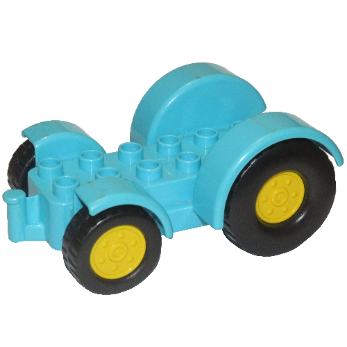 Duplo Car Base 2 × 6 Tractor with Mudguards, Yellow Wheels Mittelazur