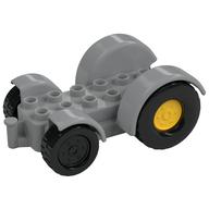 Duplo Car Base 2 × 6 Tractor with Mudguards, Yellow Wheels Hellblaugrau