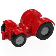 Duplo Car Base 2 × 6 Tractor with Mudguards, Light Bluish Gray Wheels Red