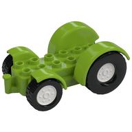 Duplo Car Base 2 × 6 Tractor with Mudguards, White Wheels Limette