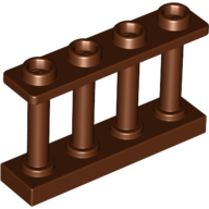 Fence Spindled 1 × 4 × 2 [4 Top Studs] Reddish Brown