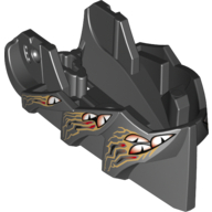 Large Figure Head, Jaw with Axle Hole with 12 White and Red Eyes and Gold Markings Print Schwarz