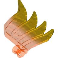 Large Figure Wing, Feathered with Axle Hole and Marbled Trans-Yellow Pattern Transparent-Neonorange