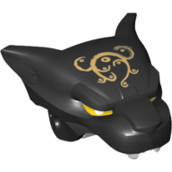Large Figure Head Panther Upper Jaw with Ornate Gold Print Black