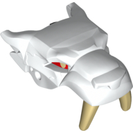 Large Figure Head Saber-toothed Cat Upper Jaw with Fangs with Red Eyes Print White