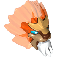 Large Figure Head Lion with Blue Eyes with White Pupils Print Transparent-Neonorange