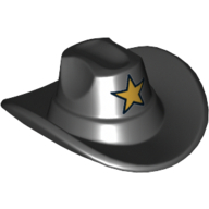 Hat, Cowboy with Gold Star Print Black