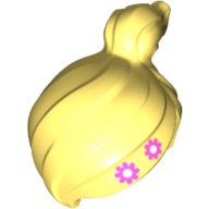 Hair Ponytail Off-center with Flowers Print Bright Light Yellow