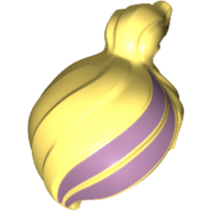 Hair Ponytail Off-center with Lavender Stripes Print Bright Light Yellow