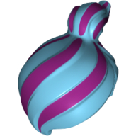 Hair Ponytail Off-center with Magenta Stripes Print Medium Azure